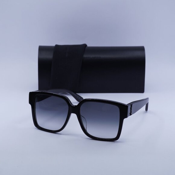 Saint Laurent SL M9/F 002 Square Sunglasses – Shiny Black - Picture 1 of 10